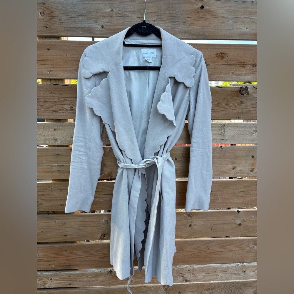 Club Monaco Cream Scalloped Dress Coat